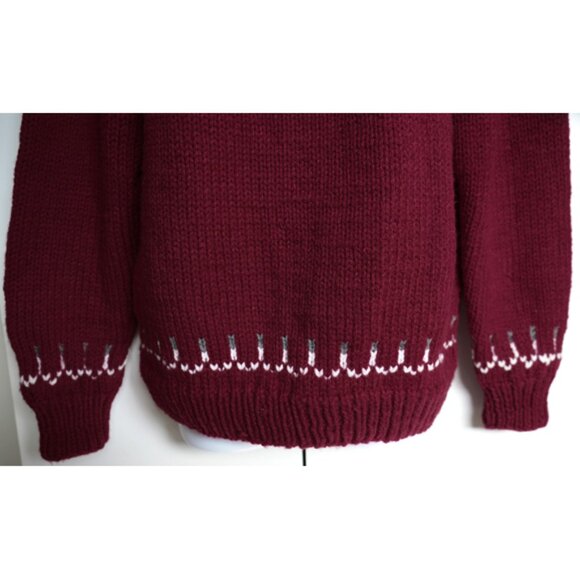 Vintage burgundy, white, and grey Icelandic lopi/Fair Isle sweater - Picture 4 of 5